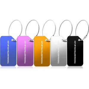 Bagagelabel – Mix kleuren – 5 stuks – Kofferlabel – Aluminium – Reisaccessoires – Kofferlabels – Bagagelabels voor Koffers – Luggage tag – Kofferlabel / Bagagelabel