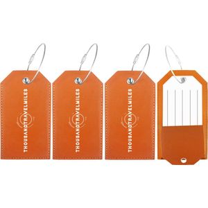 Bagagelabel – Kofferlabel – Leer – Bagagelabels voor koffers – Kofferlabels – Bagagelabel koffer – 4 stuk – Oranje