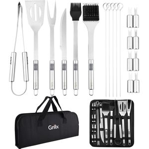 GrillX Barbecue Gereedschap Set - 19-delig - Inclusief Luxe Draagtas - Kamado BBQ Accesoires - Gereedschapset