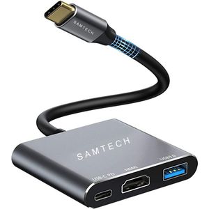 SAMTECH USB-C naar HDMI 3 in 1 adapter - 4K @60hz - 100W opladen - Space Grey
