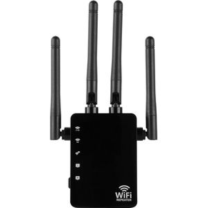 WiFi Versterker stopcontact - Extreem snel - 1200 MB/S - Zwart- Wifi Repeater - Draadloos - Overal internet - Signaalversterker - Ethernet - Wireless Range Extender