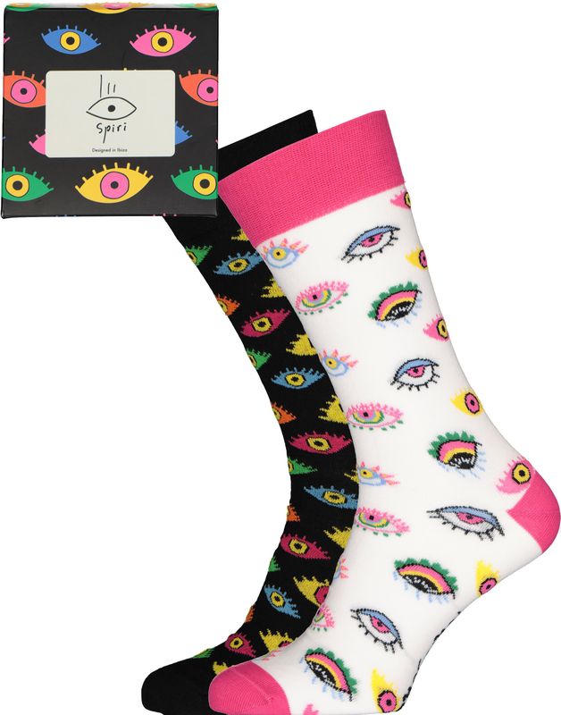 Spiri - Ibiza Socks - Gift Box - Wit en Zwart - Unisex Sokken - 2-pack