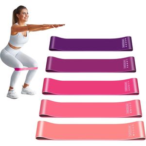 MJ Sports Premium Resistance Bands Set - Fitness Elastiek - Weerstandsbanden  - Set van 5 - Inclusief Opbergzakje en Handleiding - Full Body Workout - Multicolor