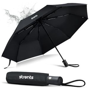 Strents® Stormparaplu Opvouwbaar - Stormparaplu's - Inklapbaar - Ø 110 cm - Windproof tot 100km p/u - Grote Paraplu - Automatisch - Zwart