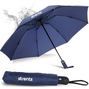 Strents® Stormparaplu Opvouwbaar - Stormparaplu's - Inklapbaar - Ø 110 cm - Windproof tot 100km p/u - Grote Paraplu - Automatisch - Blauw