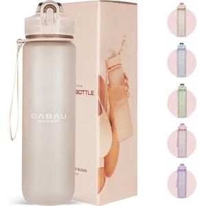 Cabau - Bloom - Waterfles - Beige - 1 Liter - BPA- & Lekvrij