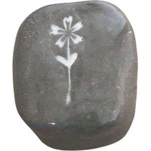 Urn steen met bloem - Mini urn - Urn voor as - wit - handgemaakt - Lalief