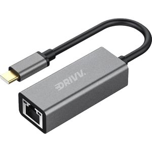 Drivv. USB-C naar Ethernet Adapter - 1000 Mbps - Grijs