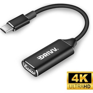 Drivv. USB C naar HDMI Adapter - Ondersteunt 4K 30Hz - Converter - Type C to HDMI - Thunderbolt 3 - Zwart
