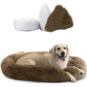 Happysnoots Donut Hondenmand 100cm - Bruin Hondenbed - Dog Bed - Wasbaar Hondenkussen