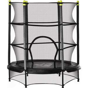 Kindertrampoline met veiligheidsnet - trampoline - speelgoed - zwart - Ø140 cm