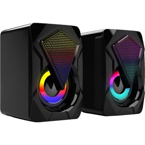 RAIDER 2.0 RGB PC Gaming Speaker Set - USB/3,5 mm - RGB LED-verlichting - Geschikt voor, PC, Console, Laptop - Zwart