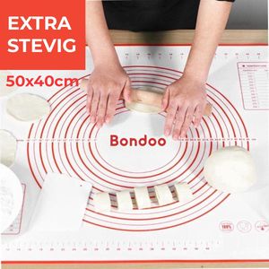 Bondoo Deegmat 50x40cm - Silicone - Rood  - inclusief Deegschraper