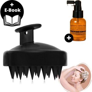 BeautyFit® - Scalp Massager 2 Delig + Ebook - Scalp Oil - Scalp Serum - Hoofdhuid Massage Borstels - Hoofdhuid Olie - Hair Brush - Haargroei Versneller - Massage Brush - Scrub - Hoofdhuid Borstel - Zwart