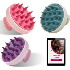 BeautyFit® - Scalp Massager - 3 stuks - Incl. E-book - Anti roos - Shampoo Brush - Scalp Brush - Hoofdhuid Massage Borstels - Haargroei Versneller - Haargroei Producten - Haarborstel - Groen/Paars/Roze