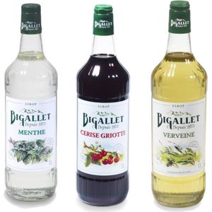 Bigallet sodamaker limonadesiroop voordeelpakket Kers, Munt & Verbena - 3 x 100 cl