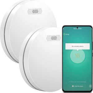 Aroha Smart Connect Rookmelder - 10 jaar batterij - Slimme rookmelder WiFi - Smart brandmelder met app Tuya Smart & SmartLife - Multipack 2 set