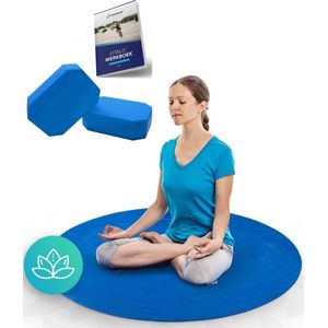 Ronde yoga mat en set van 2 yoga blokken | Vitalic