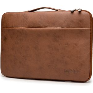 Lopoleis® Leren Laptoptas 14 inch – Bruin – Luxe Laptophoes – Laptop sleeve – Geschikt voor Macbook Air & Pro – PU leer