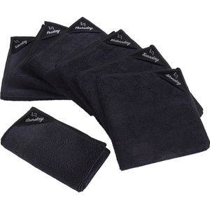 Dooki® Microvezeldoekjes – Theedoeken – Raamdoeken – Vaatdoekjes – Vaatdoeken – 7 stuks gelabeld met weekdagen – Schoonmaakdoekjes – Reinigingsdoekjes – 30 x 30 cm – Zwart