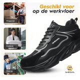 Shraks Moda Veiligheidsschoenen - Ademend Sneaker met Stalen Neus - Zwart
