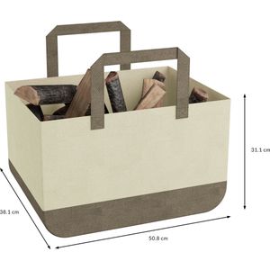 El Jardin - Houtblokken tas Haardhout Opbergen - Brandhout - 50 x 38 x 31 CM - Bruin - Beige - Oxford 600D