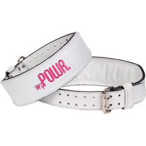 MYPOWR. Lifting Belt Dames - Leren Powerlift Riem - Wit/Roze Design - Maat S