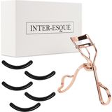 INTER-ESQUE® Wimperkruller + 5x Gratis Extra Siliconen Pad - Rosé Goud