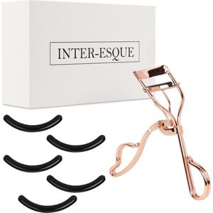 INTER-ESQUE® Wimperkruller + 5x Gratis Extra Siliconen Pad - Rosé Goud