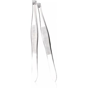 INTER-ESQUE - Epileer pincet - Tweezer - Epileren - Set van 2 - Slanted + Recht - Zilver