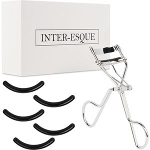 INTER-ESQUE® Wimperkruller - Eyelash Curler + 5x Gratis Extra Siliconen Pad - Zilver