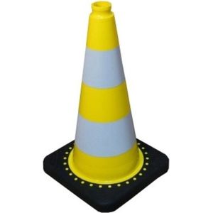 Reflecterende Verkeerskegel 50 cm PVC / REC geel | Pionnen - Pion - Pilon - Pilonnen - Kegel | Veiligheid - Afzetten | De Veiligheids-winkel