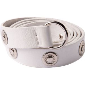 ROOCY The Label - Leren Riem Dames Wit - Zilveren studs - totale lengte 120 cm