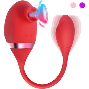 Darenci - Zuigvibrator - G-spot Vibrator - Vibrator voor man en vrouw - Zuigt en Vibreert - Clitoris Stimulator - Sex Toys - Siliconen - Rood