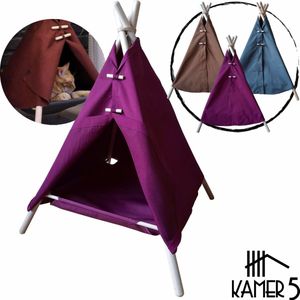 Kamer 5® Kattenmand Oxford Luxury Tipi Tent - Kattenbed Aubergine-Paars