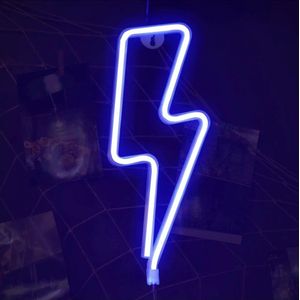Neon Led Lamp Bliksem Vormige - Blauw - Nachtlamp - Neon verlichting - Sfeerverlichting - Neon lamp raam