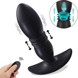 GAVURY PRIME BUTT PLUG – Mannen en Vrouwen -  Vibrerend en Stotend �– 12 Vibratie Standen – Zwarte Siliconen buttplug – Clitoris en Prostaat Stimulator – Intense Sex Orgasme – Thrusting Dildo – Anale Seksspeeltjes – G-spot Vibrator