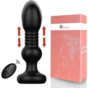 GAVURY DESIRE BUTTPLUG - Mannen en Vrouwen - Vibrerend en Stotend - 10 Vibratie Standen - Zwarte Siliconen Butt Plug - Clitoris en Prostaat Stimulator - Intense Sex Orgasme - Thrusting Dildo - Anale Seksspeeltjes - G-spot Vibrator - Gay en Hetero