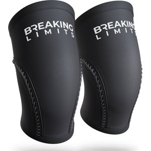 Breaking Limits Knee Sleeves Powerlifting – Voor Fitness & Crossfit – Knie Brace – 7MM – Zwart – 2 Stuks – Maat (M)
