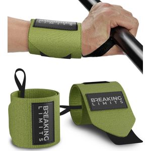 Breaking Limits Wrist Wraps voor Fitness & Crossfit – Polsbanden voor Krachttraining –Polsbrace - Militairgroen - 2 Stuks