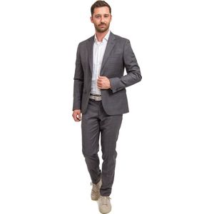 Suitable - Kostuum Toulon Wol Check Grijs Bruin - Maat 48 - Slim-fit