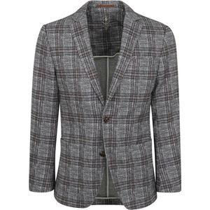 Suitable Respect Colbert Fame Jersey Ruit Flex Grijs - Maat 50 - Heren blazer