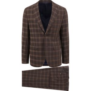 Suitable Strato Toulon Kostuum Wol Ruit Bruin - Maat 48 - Heren