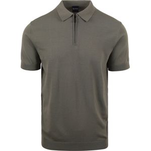 Suitable - Half Zip Polo - Groen - Poloshirt - Slim-Fit
