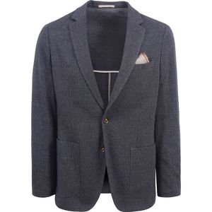 Suitable - Fame - Blazer - Donkerblauw - Slim-fit, Ruitdessin, 56% Polyester, 39% Viscose, 5% Elasthaan