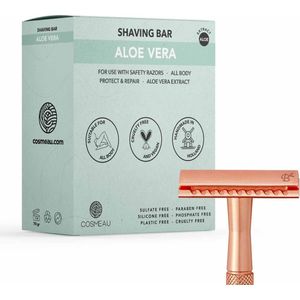 Cosmeau Scheerzeep Aloe Vera 70 gram voor Safety Razors voor Vrouwen - Glad en Irritatievrij Scheren - Shaving Soap Bar Cosmo Cosmeo