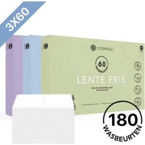 Cosmeau Wasstrips Mix Pack – 180 strips (90 vellen) voordeelverpakking – duurzaam wasmiddel voor wit, kleur en zwart – kunststof, biologisch afbreekbaar en ideaal als reiswasmiddel