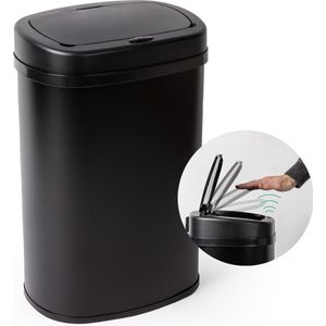 Sensor Prullenbak - 50L - Soft Close - Vingerprint vrij - Hygiënische Keuze - Zwart