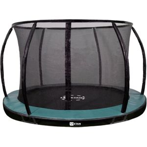 Etan Sky-Flyer Inground Trampoline - Ø 427 cm / 14ft - Groen - Incl. Stevig Veiligheidsnet & UV-bestendig Randkussen - Max. Gebruikersgewicht 150 kg