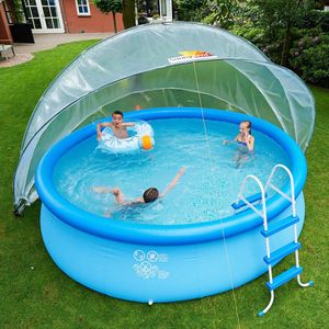 SunnyTent Zwembadtent - Maat L - Rond - Warm & Schoon Zwemwater - Geen Energiekosten - Zwembadoverkapping - Europese Kwaliteit